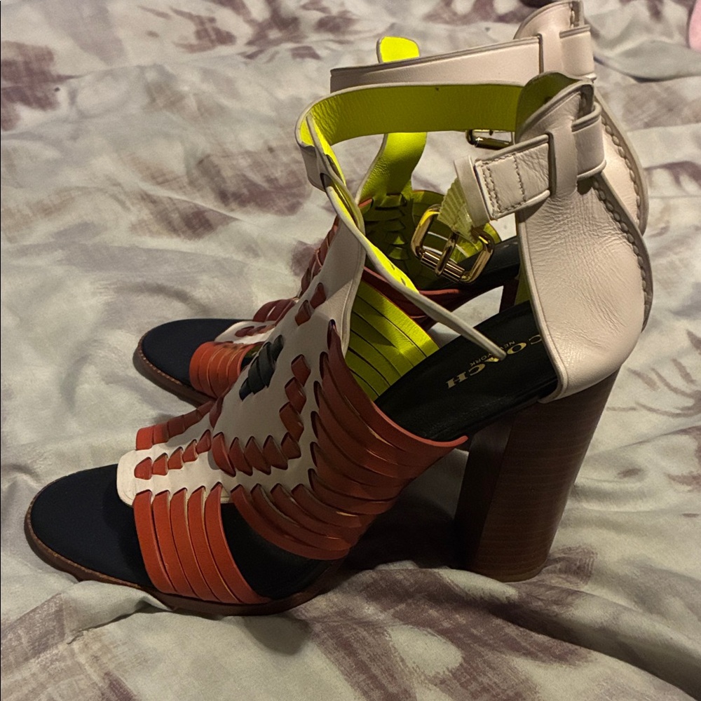 Coach Women's Sandals - Red, White, and Black - Picture 3 of 4
